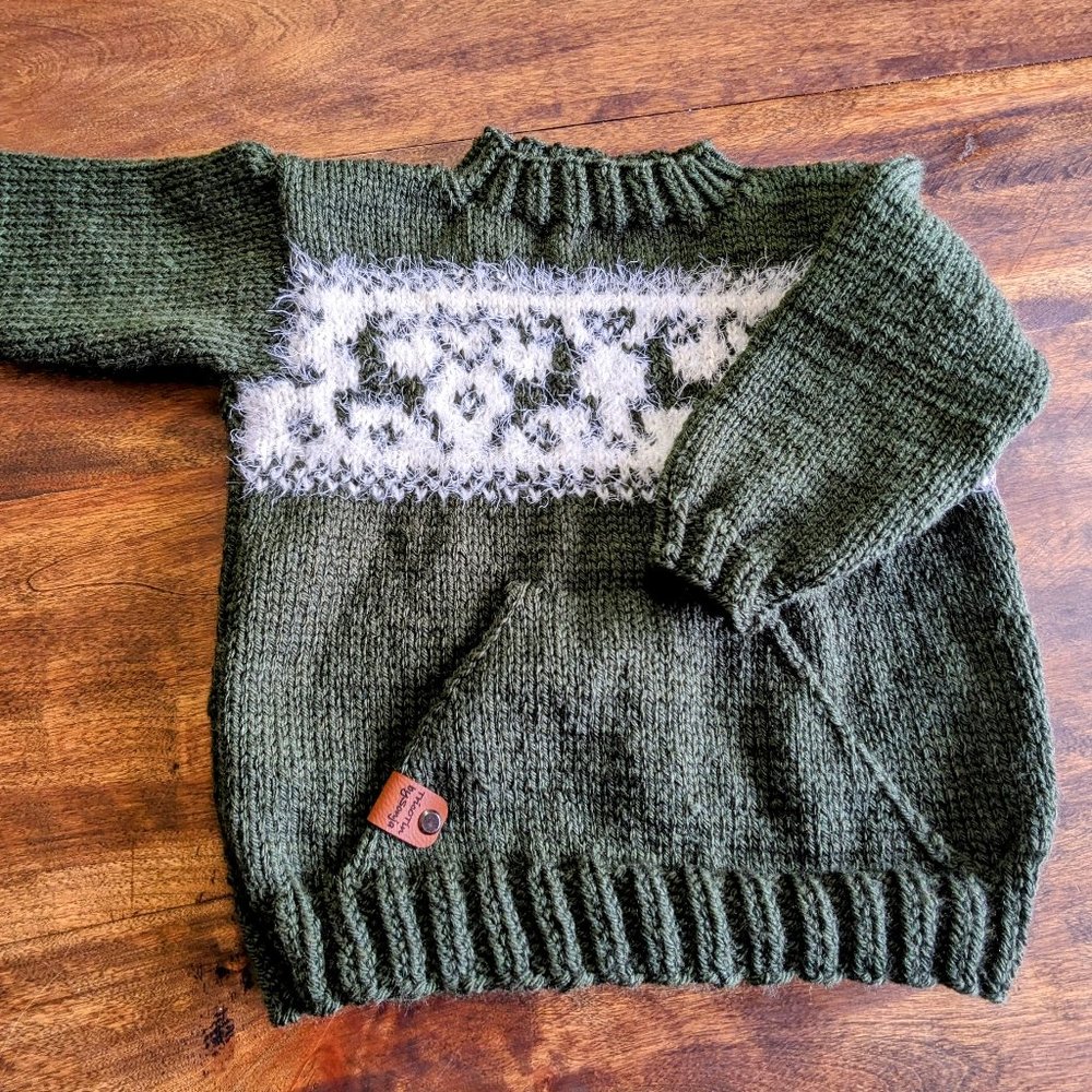 Hand knit Deep forest  Christmas sweater for toddlers Reindeer pattern Fair Isle